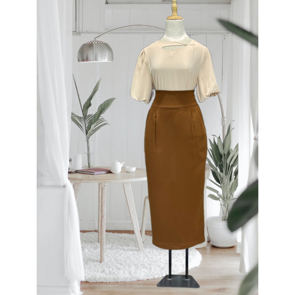 Chân Váy Bút Chì Dáng BAGGY Che Bụng Dài 85cm Hack Chiều Cao,Chất Liệu Vitex, Thời Trang Công Sở Nữ_CV92