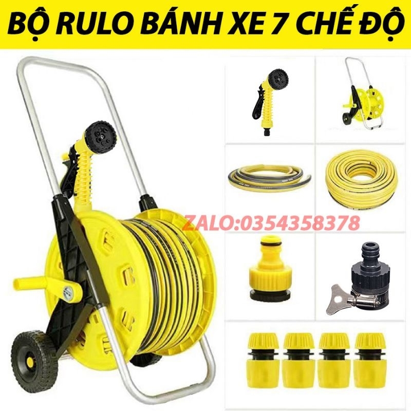 Bộ vòi xịt rulo CARVIETNAM gồm bánh và tay cầm inox,hỗ trợ cuộn ống ...