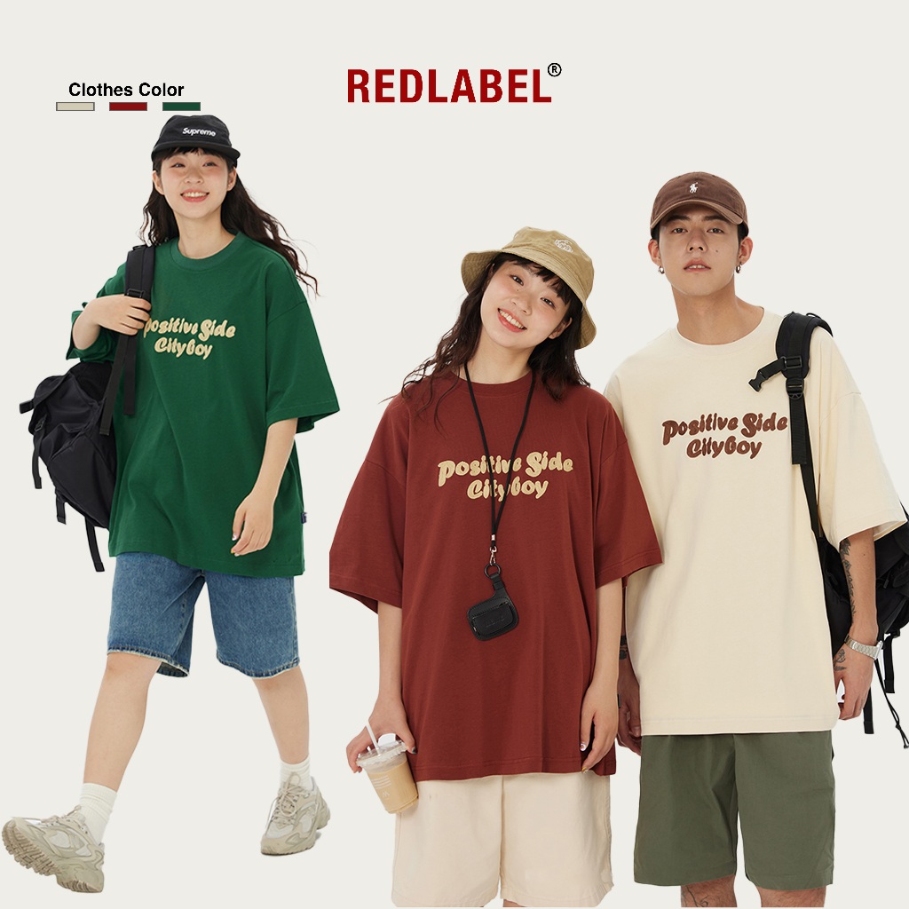 Áo Thun Couple Nam Nữ "Positive" RedLabel Tshirt , Áo Phông In Họa Tiết Basic Form Rộng Tay Lỡ Cap Cấp Cá Tính RedLabel