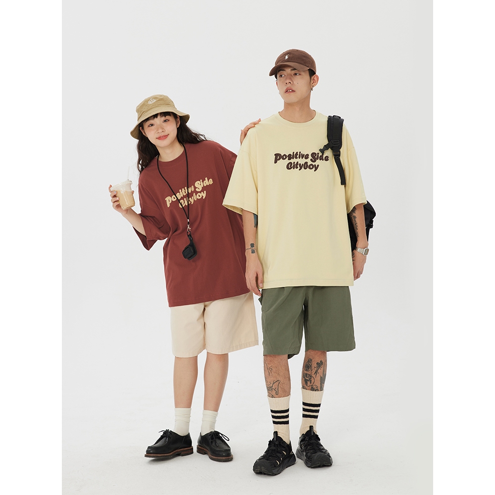 Áo Thun Couple Nam Nữ "Positive" RedLabel Tshirt , Áo Phông In Họa Tiết Basic Form Rộng Tay Lỡ Cap Cấp Cá Tính RedLabel