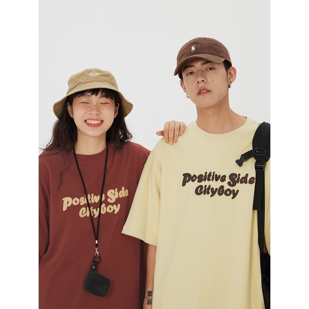 Áo Thun Couple Nam Nữ "Positive" RedLabel Tshirt , Áo Phông In Họa Tiết Basic Form Rộng Tay Lỡ Cap Cấp Cá Tính RedLabel
