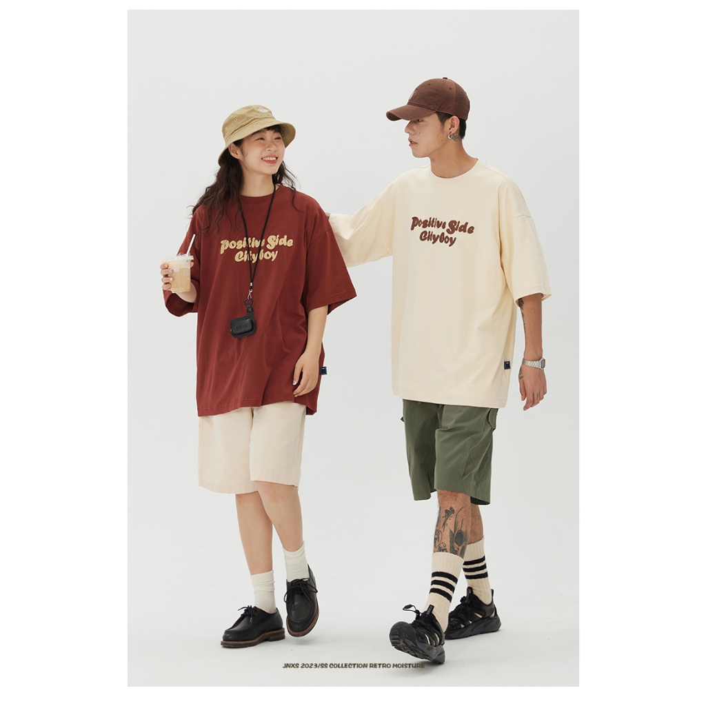 Áo Thun Couple Nam Nữ "Positive" RedLabel Tshirt , Áo Phông In Họa Tiết Basic Form Rộng Tay Lỡ Cap Cấp Cá Tính RedLabel