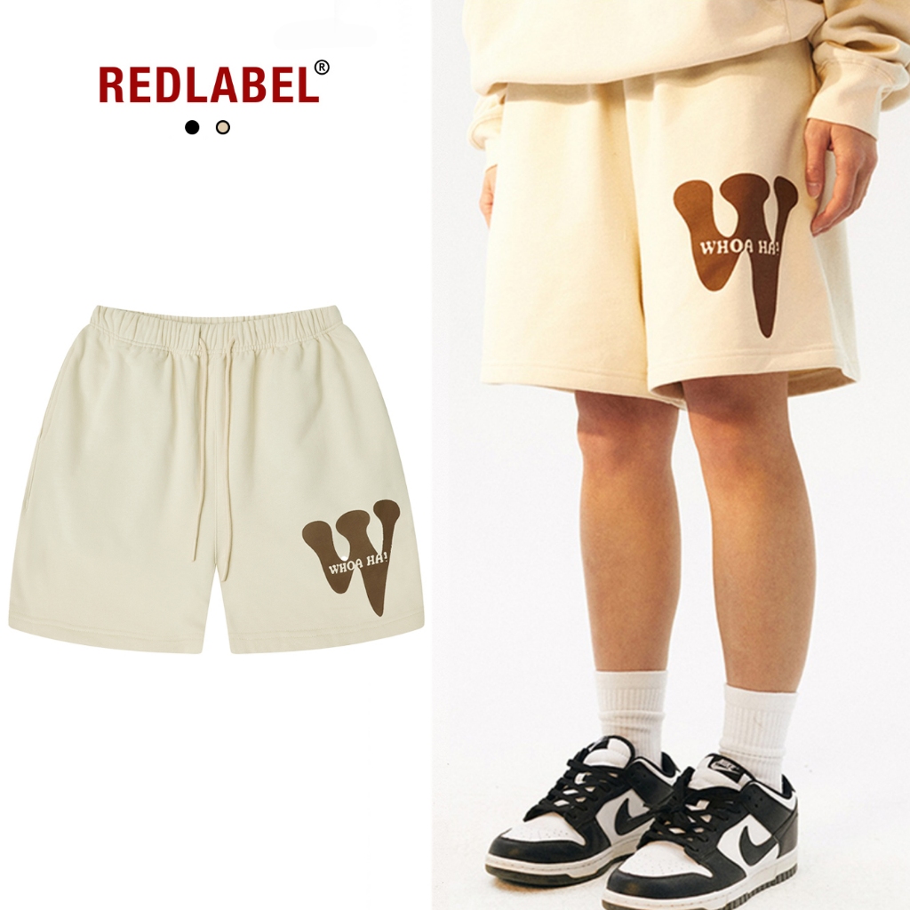 Quần Short Dây Rút Dáng Rộng Phong Cách RETRO RedLabel In Họa Tiết Chữ W Đường Phố Cho Nam Và Nữ