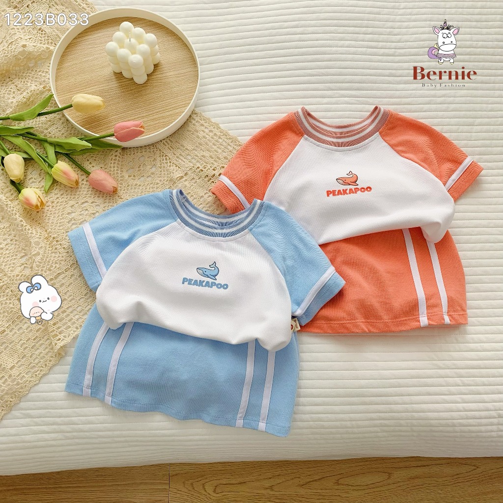 Set thể thao áo phông phối chân váy cho bé, bộ thun cộc tay phong cách thể thao phối chân váy có lớp lót Bernie