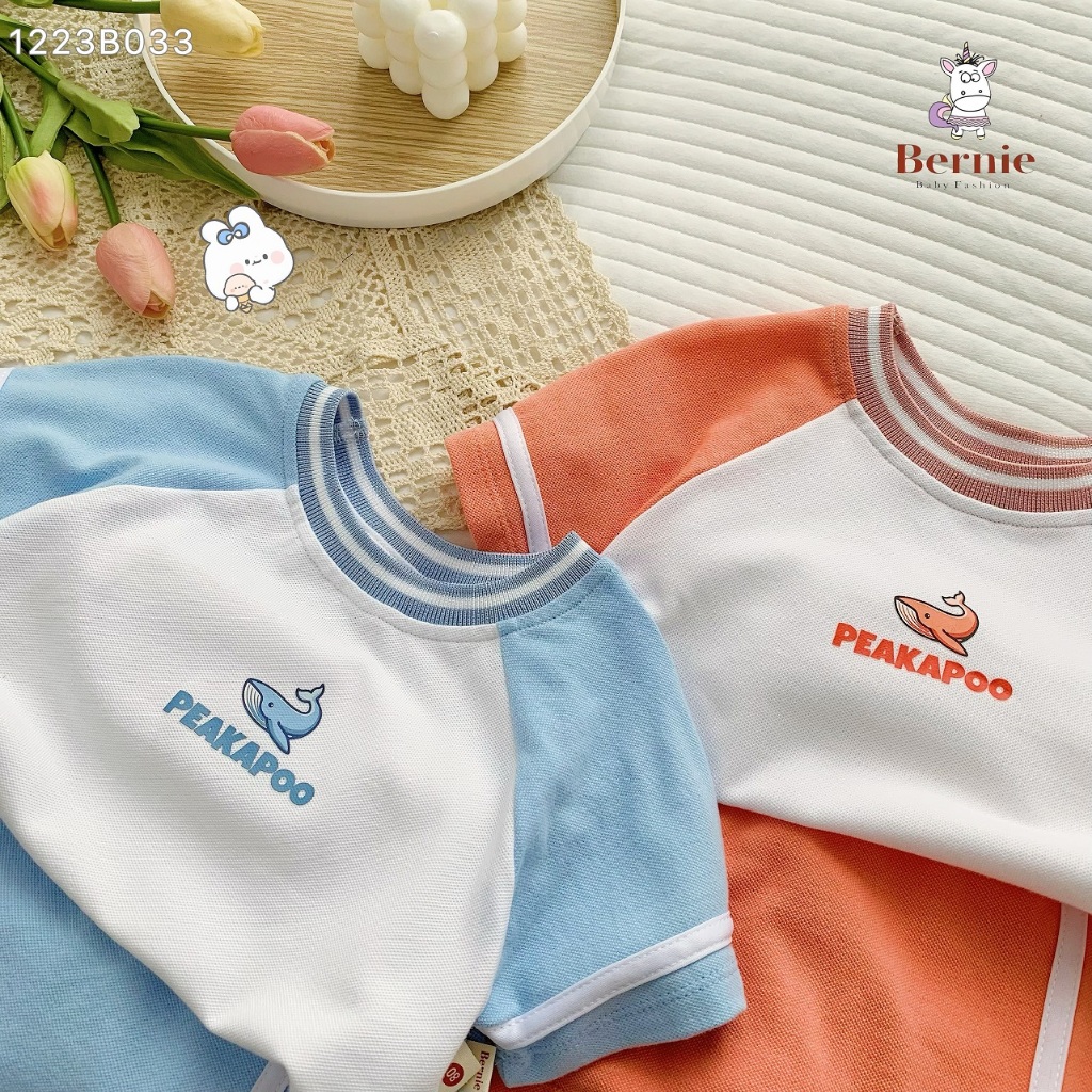 Set thể thao áo phông phối chân váy cho bé, bộ thun cộc tay phong cách thể thao phối chân váy có lớp lót Bernie