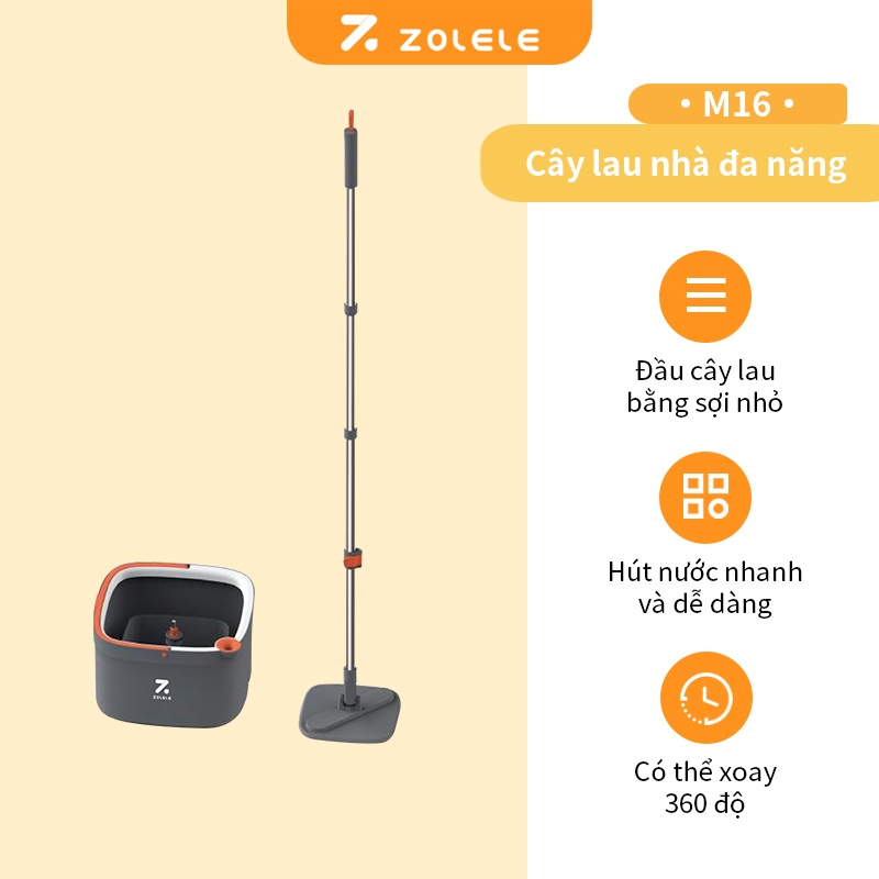 Ảnh Bộ cây lau nhà 360 độ ZOLELE tự tách nước bẩn ngăn nước sạch và nước bẩn thông minh M16 - Chính hãng 2