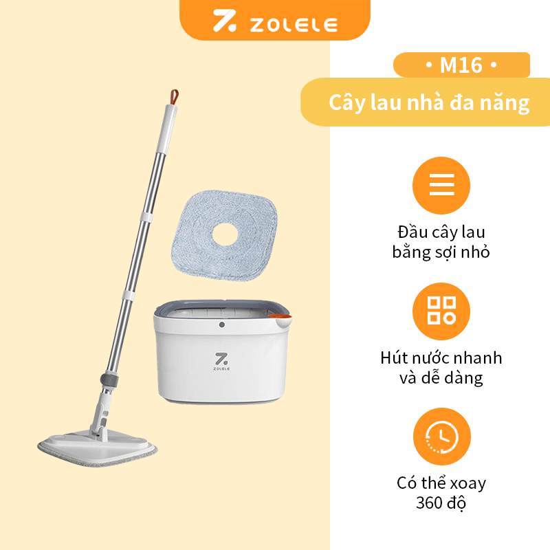 Ảnh Bộ cây lau nhà 360 độ ZOLELE tự tách nước bẩn ngăn nước sạch và nước bẩn thông minh M16 - Chính hãng 3