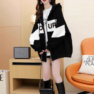 ÁO KHOÁC NỈ FORM RỘNG PHỐI VIỀN MÀU NGANG CHỮ OUR THÊU BASIC THỜI TRANG