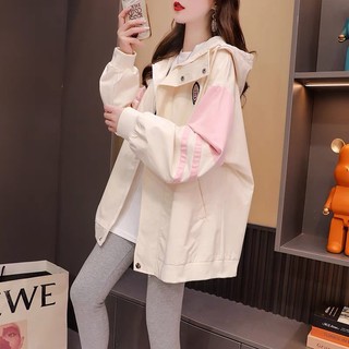Áo Khoác Dù Nữ Phối Viền Màu Ngang Tay Logo Thêu Cực Đẹp Chống Nắng Tốt