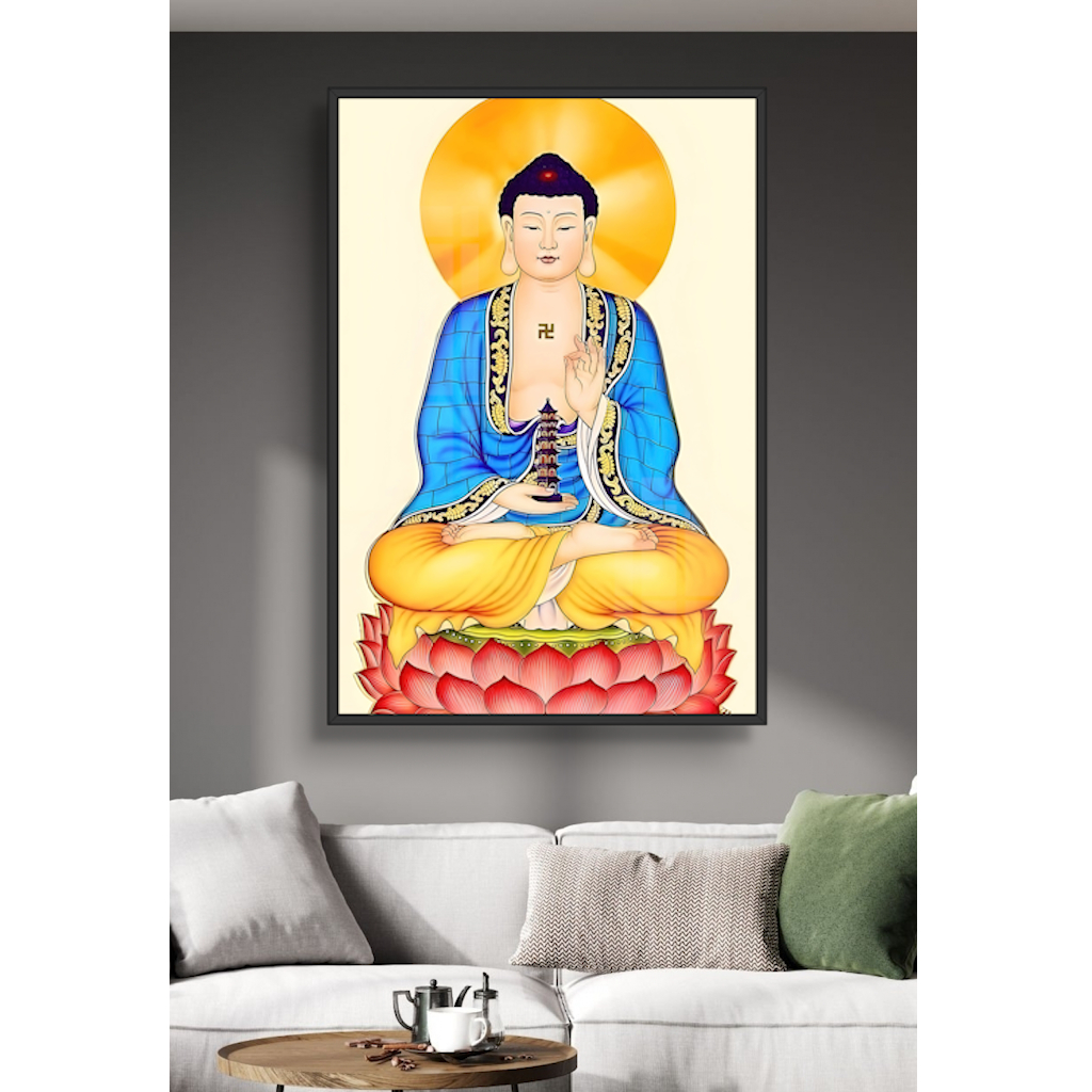 Tranh NAM MÔ DƯỢC SƯ LƯU LY QUANG VƯƠNG PHẬT - Tranh Treo Tường - Tráng Gương - Phòng Thờ - Tặng Kèm Đinh 3 Chân