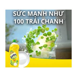 Nước rửa chén Sunlight Chanh 100 đánh bay dầu mỡ cứng đầu chai 750g