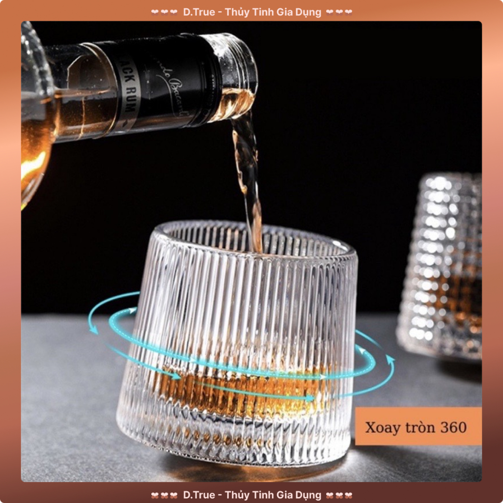 Set 6 Ly Thủy Tinh Xoay 360 Độ Chịu Nhiệt Cao Cấp, Ly Rượu Ngoại Họa Tiết Hiện Đại (Nhiều Kiểu)