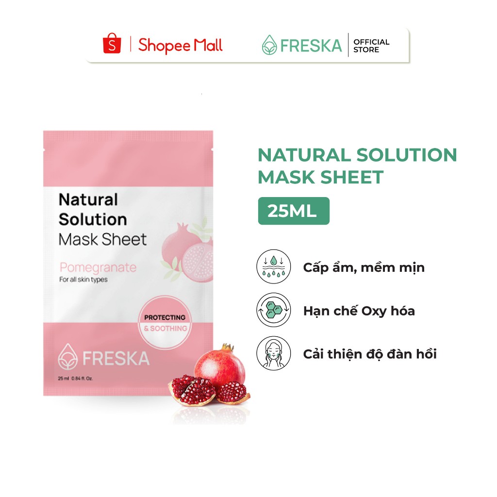 Ảnh Mặt nạ giấy lựu đỏ Freska Natural Solution Mask Sheet – Pomegranate 25ml 1
