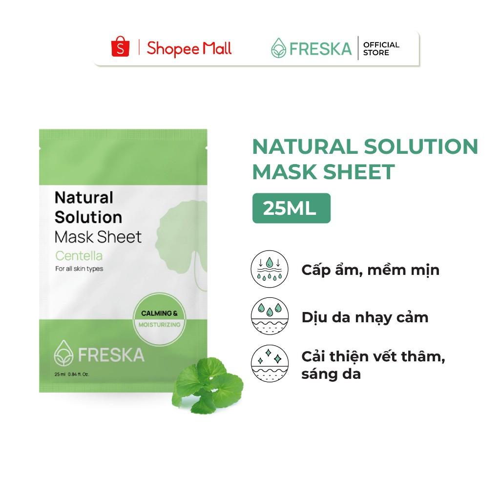Ảnh Mặt nạ giấy rau má Freska Natural Solution Mask Sheet – Centella 25ml 1