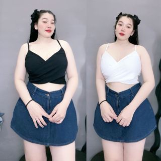 Chân váy jean NHỎ CLOVER bigsize nữ dáng A chất demi cạp cao hottrend đơn giản dễ phối thanh lịch style cá tính CV407