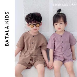 Set đồ linen cho bé trai bé gái Batala Kids Bộ quần áo phong cách Hàn Quốc cho bé từ 10-22kg SETLINEN