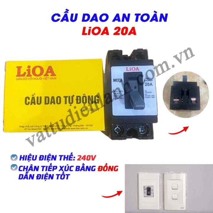 Cầu dao an toàn LiOA 20A 30A kèm vỏ, không vỏ, CB aptomat MCCB, Át ...