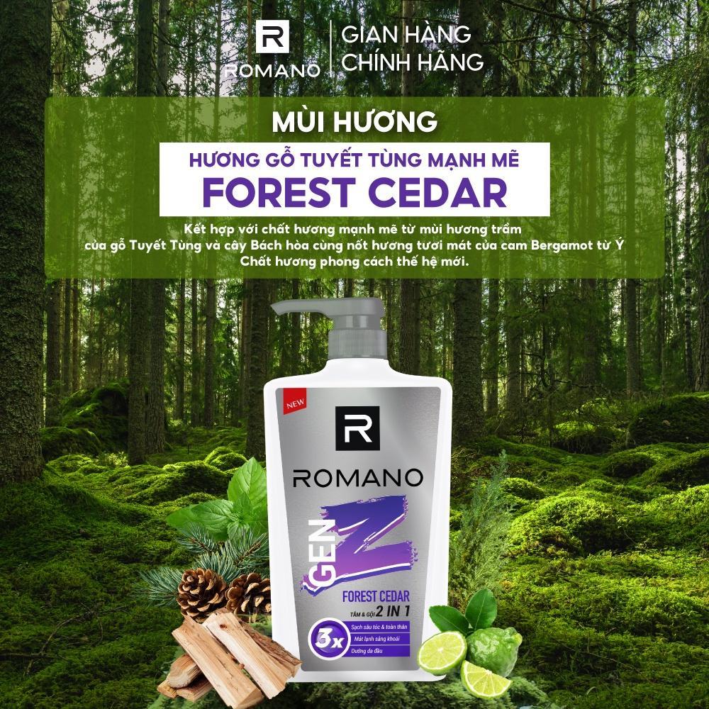Ảnh Tắm gội cho nam 2in1 Romano Gen Z Hương Forest Cedar/ Sea Breeze 610g (Tặng mùi ngẫu nhiên) 3