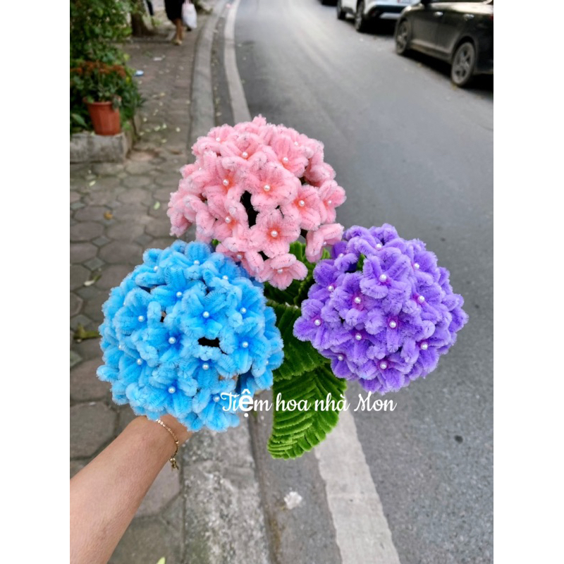 Hoa cẩm tú cầu bằng kẽm nhung handmade | Shopee Việt Nam