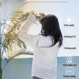 Áo Khoác Chống Nắng Thỏ Nữ Vải Lạnh UPF50+ – Áo Chống Tia UV Che Mặt Che Tay, Áo Chống Nắng Đi Xe