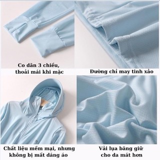 Áo Khoác Chống Nắng Thỏ Nữ Vải Lạnh UPF50+ – Áo Chống Tia UV Che Mặt Che Tay, Áo Chống Nắng Đi Xe