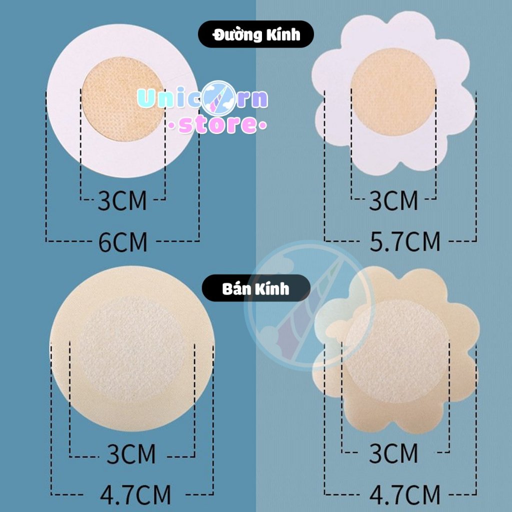 Set 5 Cặp ( 10 Miếng ) Dán Ngực Satin Siêu Mỏng Thoáng Khí Cao Cấp