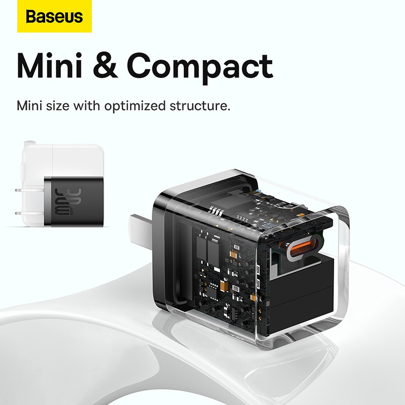 Ảnh Củ Sạc Baseus 30W GaN5 Hỗ Trợ Sạc Nhanh PD QC PPS với Cáp Type C cho phone kèm dây 30W 3