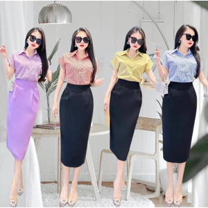 Chân Váy Bút Chì Công Sở Dáng BomBer Bản Cạp Cao 8cm Tôn Dáng Che Khuyết Điểm_Chất Liệu Vitex_Dài 75cm