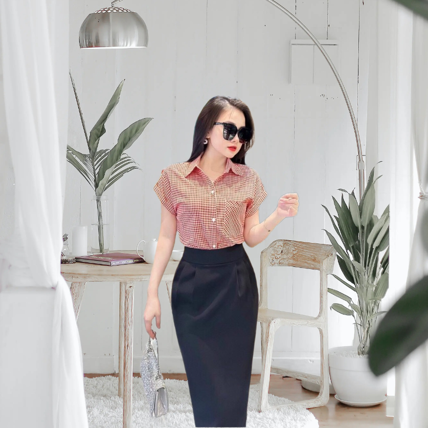 Chân Váy Bút Chì Công Sở Dáng BomBer Bản Cạp Cao 8cm Tôn Dáng Che Khuyết Điểm_Chất Liệu Vitex_Dài 75cm