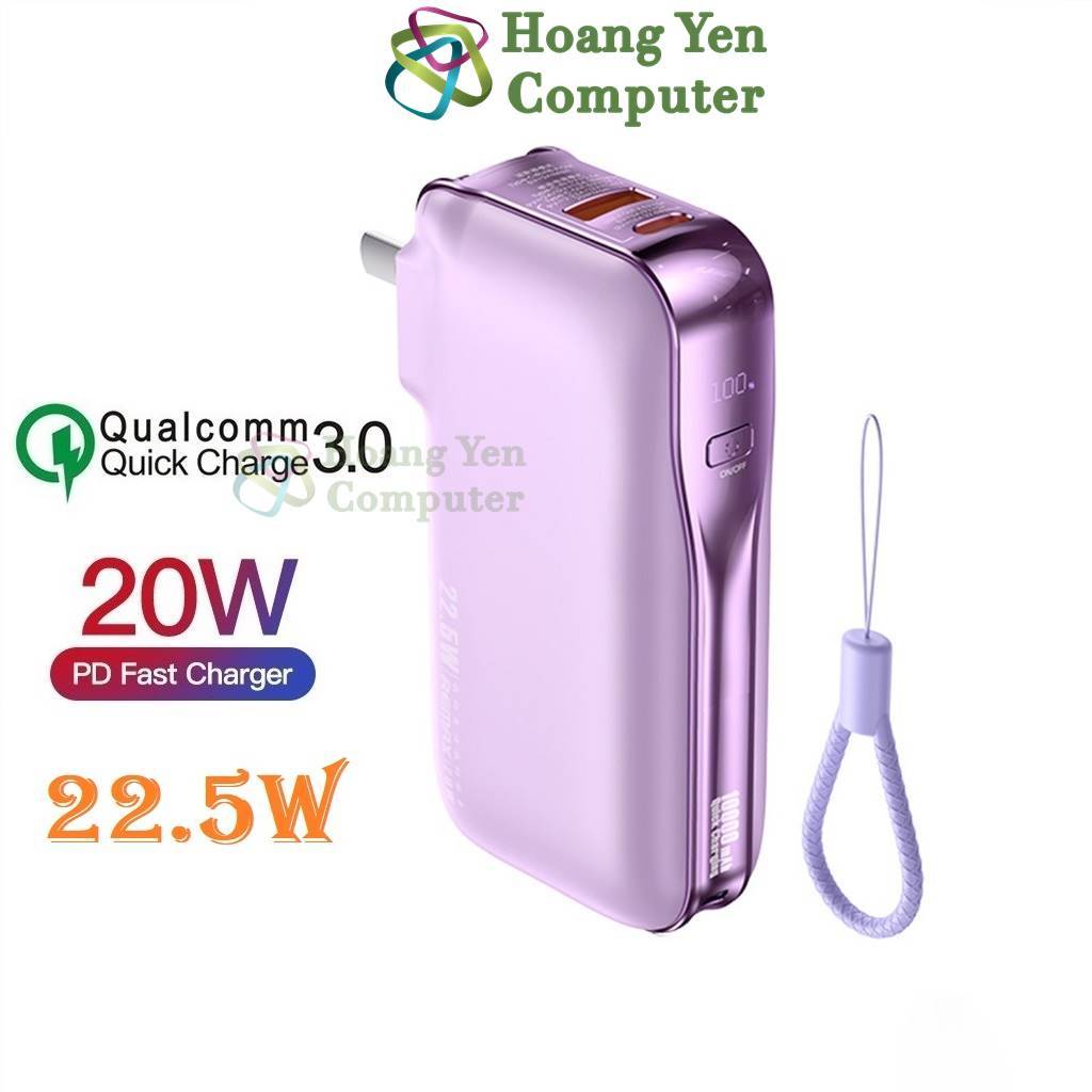 Sạc Dự Phòng Remax RPP-532 10000Mah (Sạc Nhanh QC3.0, PD20W), Nguồn AC Sạc Trực Tiếp - BH 1 Năm - Hoangyencomputer