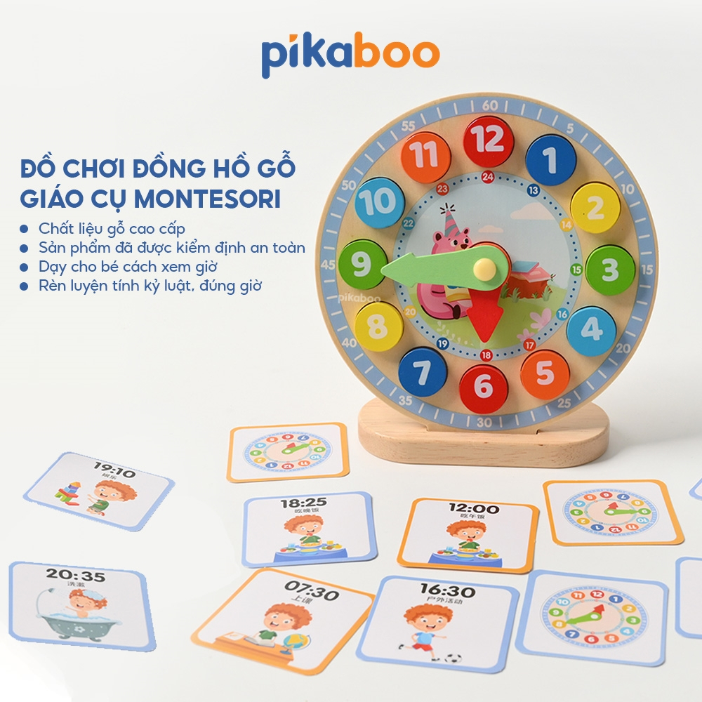Ảnh Đồ chơi giáo dục montessori đồng hồ số học gỗ Pikaboo, giúp bé phát triển tư duy trí tuệ ngay từ nhỏ 2