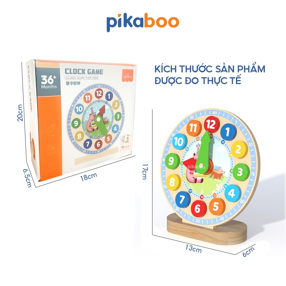 Ảnh Đồ chơi giáo dục montessori đồng hồ số học gỗ Pikaboo, giúp bé phát triển tư duy trí tuệ ngay từ nhỏ 3