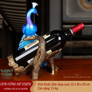 Tượng con công, Giá đỡ rượu vang, Kệ đỡ rượu để bàn sang trọng, Decor Trang trí nhà cửa, Quà tặng ý nghĩa - SUNNY