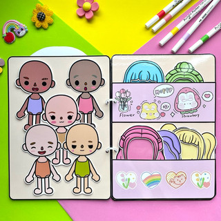 (mới) Đồ chơi bóc dán thời trang Búp bê giấy Tocaboca size to - Búp bê giấy Pighandmade