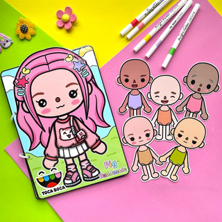(mới) Đồ chơi bóc dán thời trang Búp bê giấy Tocaboca size to - Búp bê giấy Pighandmade