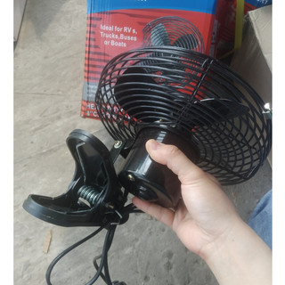 Quạt kẹp ô tô, Quạt kẹp trên xe ô tô xe hơi lồng sắt cánh sắt đen điện 12v và 24v