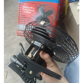 Quạt kẹp ô tô, Quạt kẹp trên xe ô tô xe hơi lồng sắt cánh sắt đen điện 12v và 24v