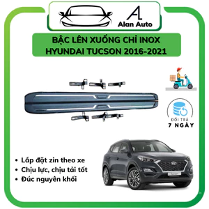 Bậc lên xuống xe Hyundai Tucson 2016-2021, mẫu đen đúc chỉ inox, Bậc bước chân full mẫu cao cấp
