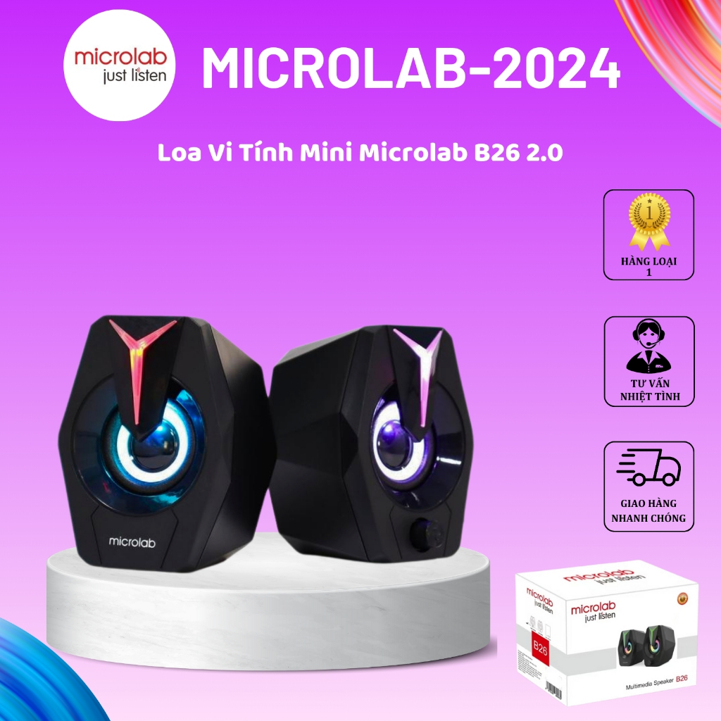 Loa Vi Tính Mini Có Bass MICROLAB B26 2.0, Công Suất 6W, Nghe Nhạc ...