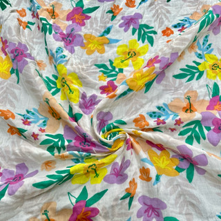 Vải Xô Muslin 2 Lớp In Hoạ Tiết Hoa Mùa Hè Màu Siêu Nổi Bật Khổ 1m45