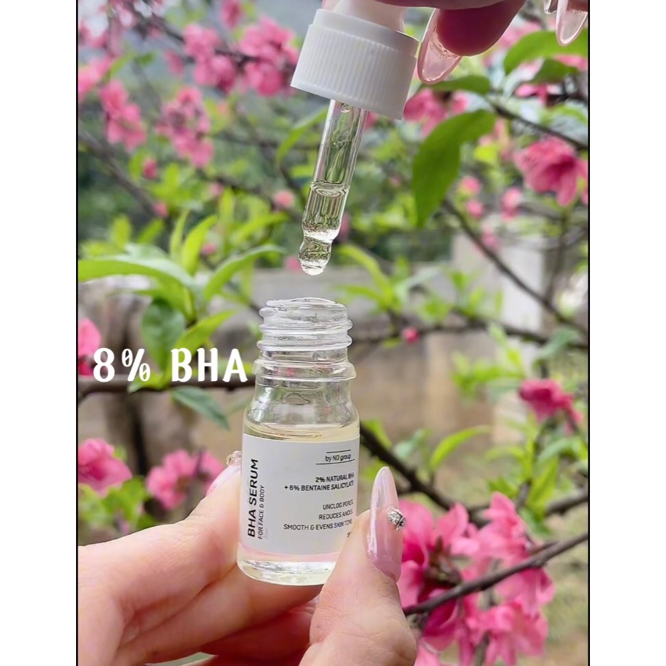 BHA Serum 8% ND 5ml hỗ trợ giảm viêm nang lông, mụn lưng, mụn mông và thâm cho mặt và cơ thể,...