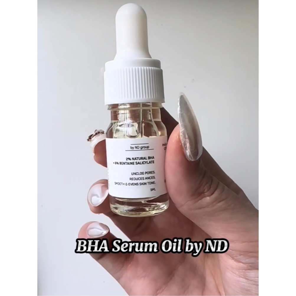BHA Serum 8% ND 5ml hỗ trợ giảm viêm nang lông, mụn lưng, mụn mông và thâm cho mặt và cơ thể,...