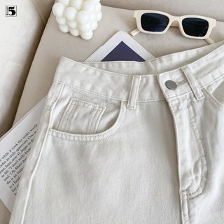 Quần Jean Trắng Ống Suông Basic Cạp Cao Dáng Rộng Nữ, Quần Dài Trơn Dễ Phối Đồ  TwentyFive Fashion - 5708