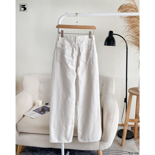 Quần Jean Trắng Ống Suông Basic Cạp Cao Dáng Rộng Nữ, Quần Dài Trơn Dễ Phối Đồ  TwentyFive Fashion - 5708