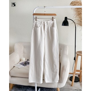 Quần Jean Trắng Ống Suông Basic Cạp Cao Dáng Rộng Nữ, Quần Dài Trơn Dễ Phối Đồ  TwentyFive Fashion - 5708