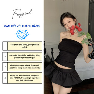 Áo quây không tay Forgirlvn dáng dài ôm body chất nhún trơn co dãn có chun ngực T022