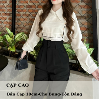 Quần tây công sở nữ dáng baggy, cạp cao 10cm phối 3 nút cài lưng tôn dáng bigsize 420– XMTL