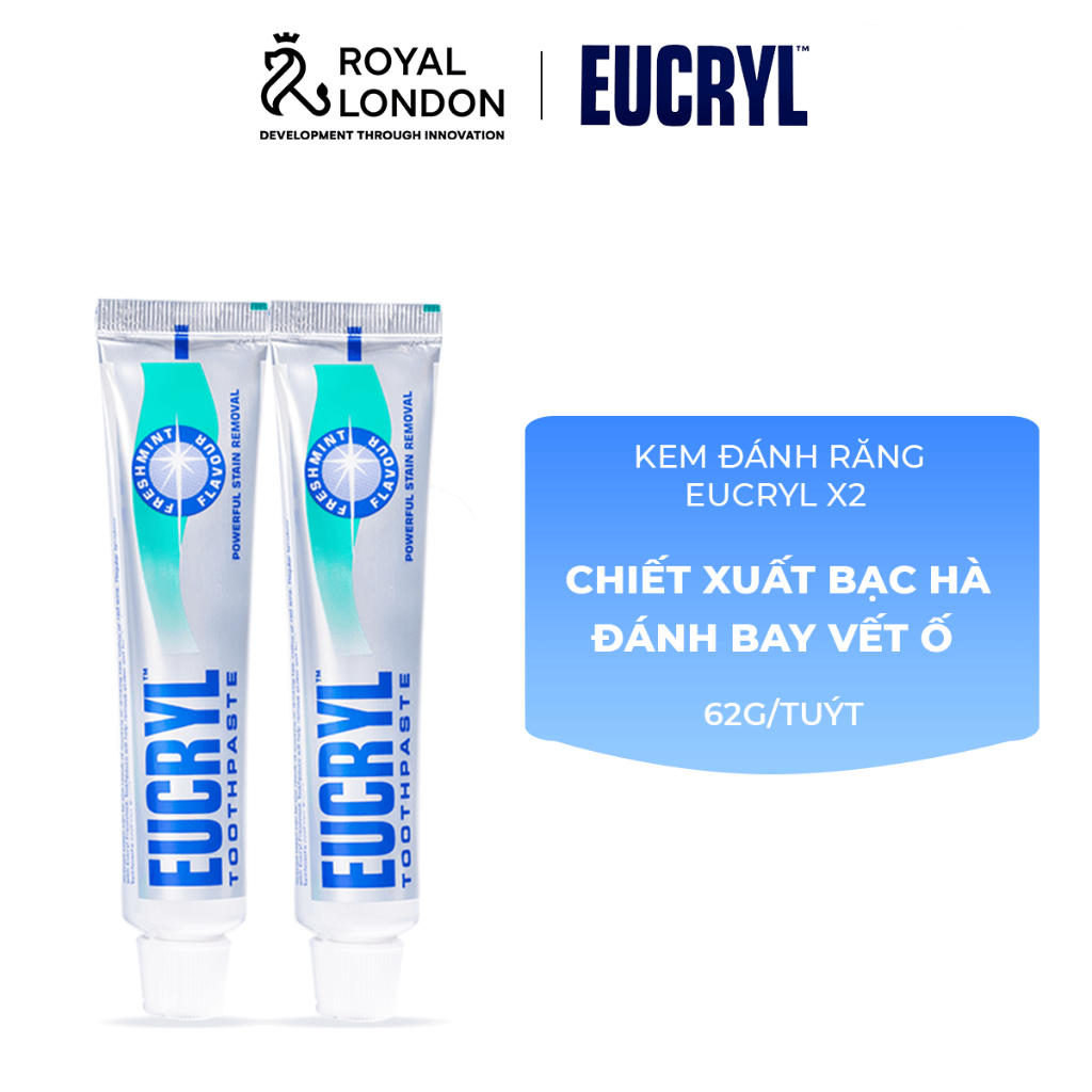 [ Livestream x Eucryl ] Combo 2 Kem đánh răng Eucryl hỗ trợ làm trắng răng (2x62g)