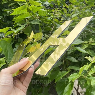 Chữ Vàng Gương Cao 20cm In Hoa dày 3mm T1 dán tường, Chữ Decor Biển quảng cáo Chất Liệu Alu dán biển quảng cáo