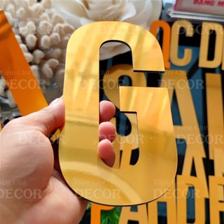 Chữ Vàng Gương Cao 20cm In Hoa dày 3mm T1 dán tường, Chữ Decor Biển quảng cáo Chất Liệu Alu dán biển quảng cáo